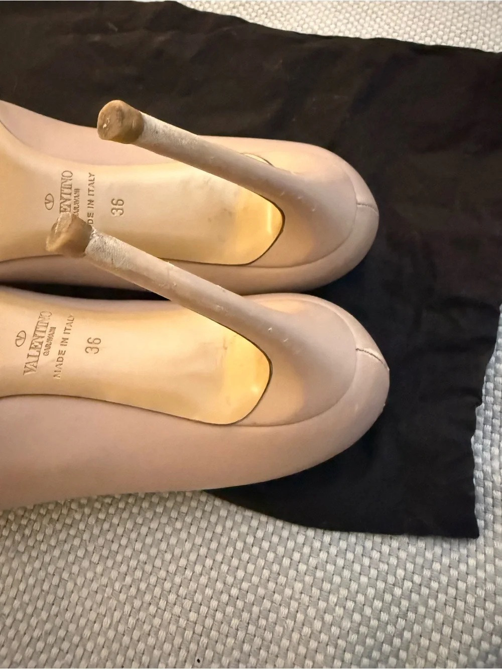 Valentino Nude Pointed-Toe Leather Stiletto Pumps